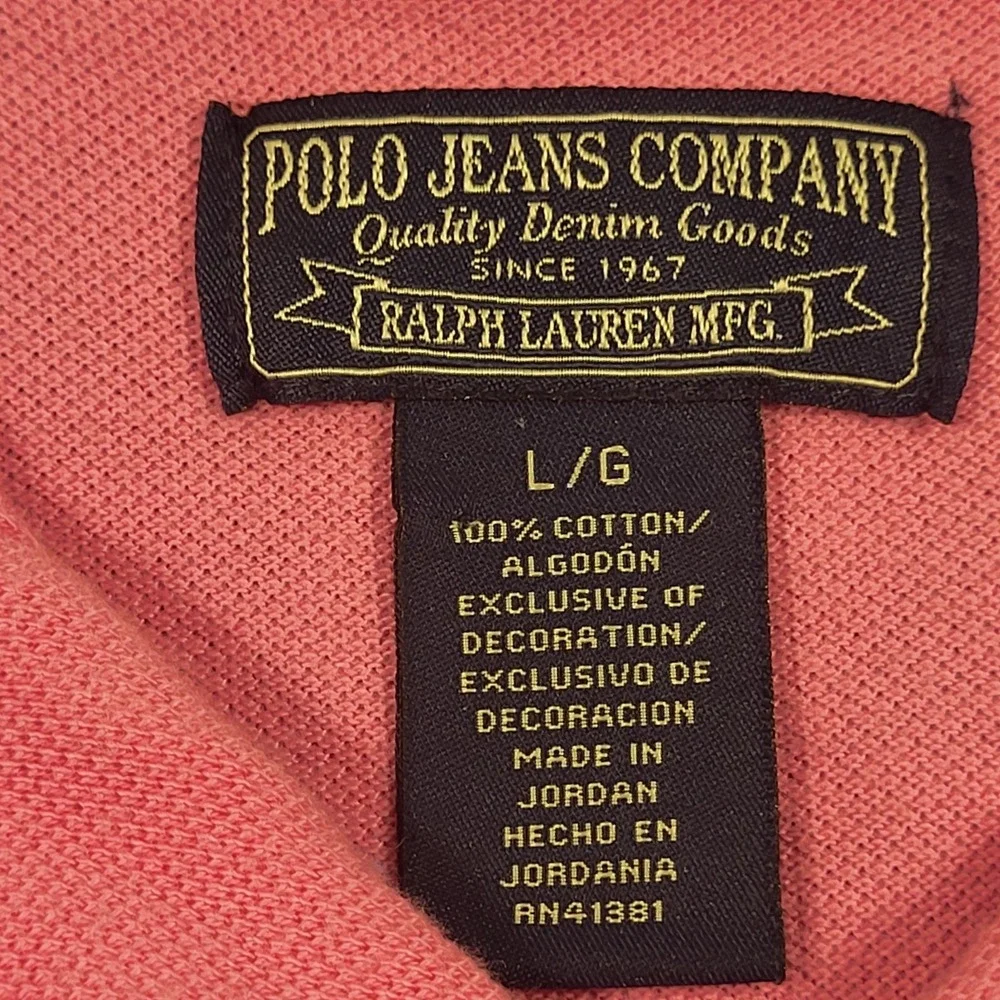 Ralph Lauren Polo Jeans Company Men's Polo Shirt Flag Logo Pink Large
